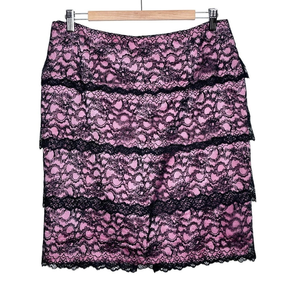 Y2K Fairy Skirt Pink Black Lace Womens 12 Coquette Dark Romantic Lingerie Pinup